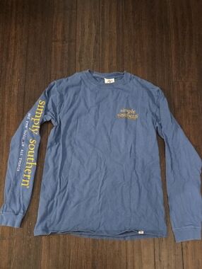Simply Southern Long Sleeve Tee in Blue with Yellow Logo